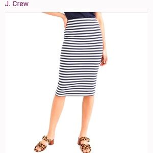 J. Crew Striped Navy and White pencil skirt